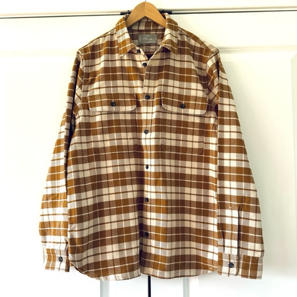 Everlane Flannel Shirt Cotton Plaid overshirt uniform shacket button down size L - Picture 1 of 7